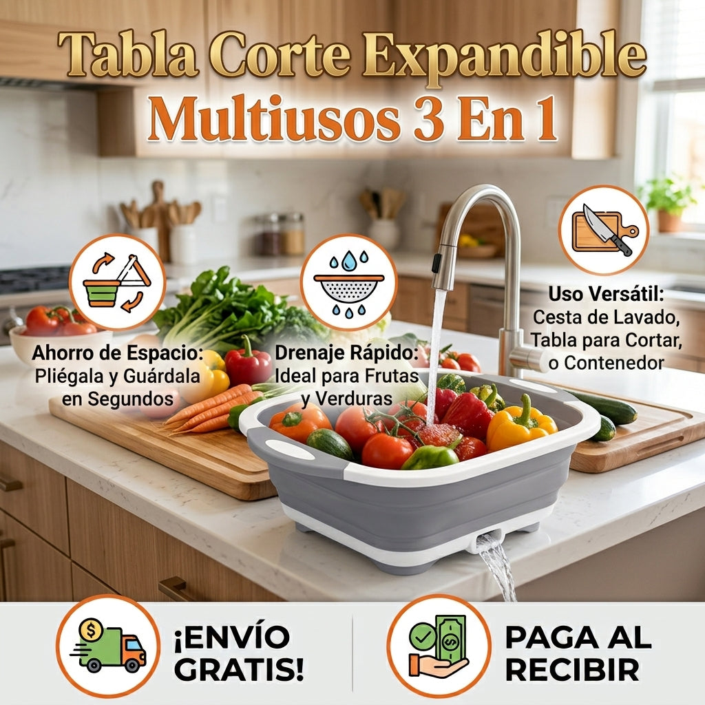 Tabla Corte Expandible Multiusos 3 en 1